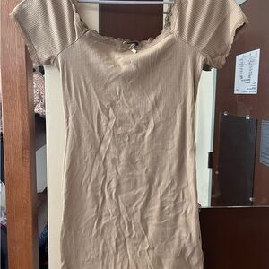 Forever 21 Tan Cap Sleeve Fitted Bodysuit